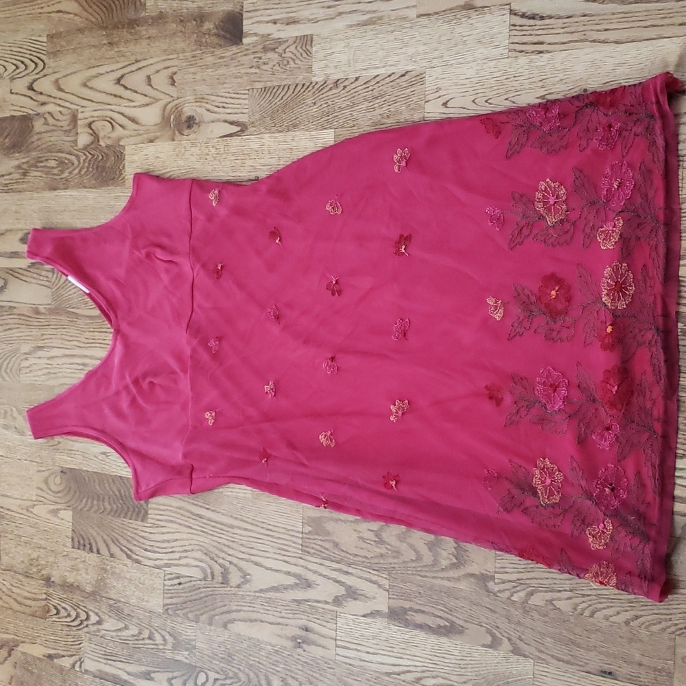(M) Ricki's Embroidered Floral Mesh Overlay Slim Fit Midi Dress Occasion
